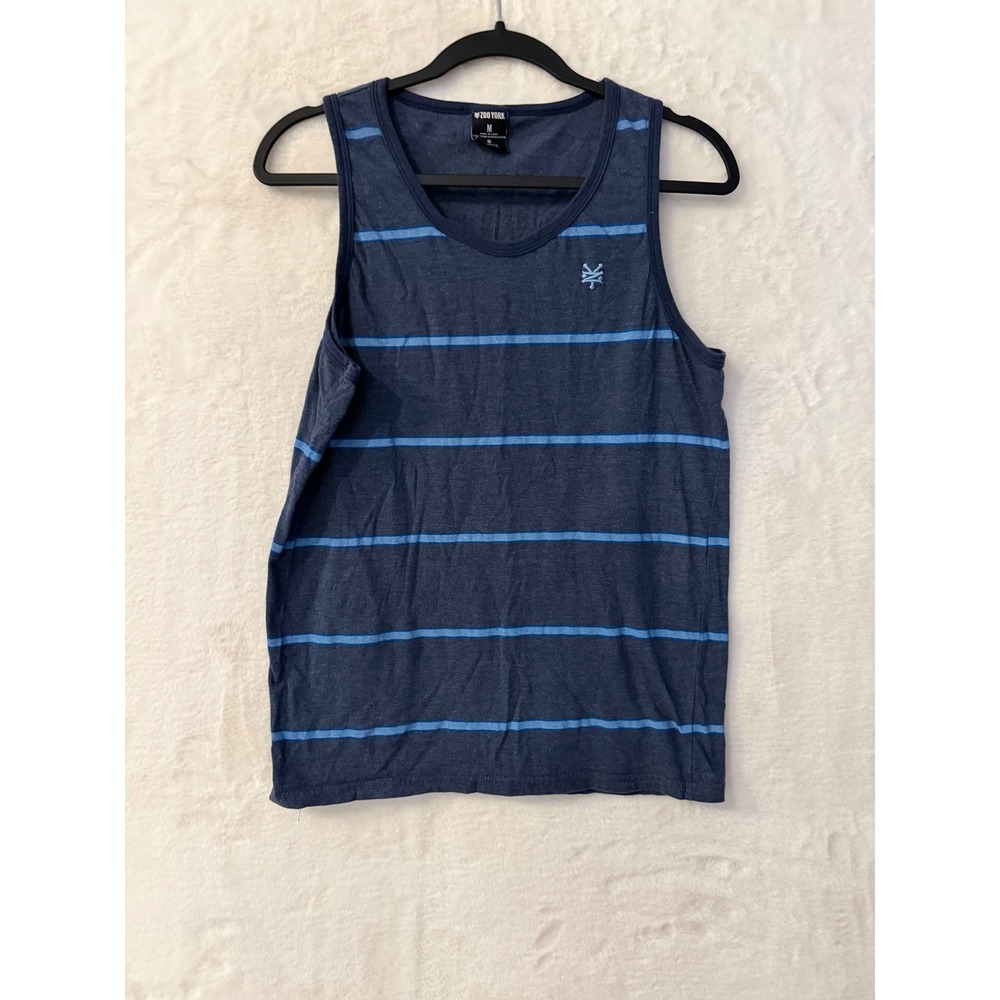 Zoo York Tank Top Mens Medium Navy Blue Striped Sleeveless Cotton Blend Shirt M